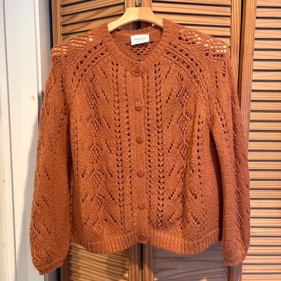 Sezane Sweaters - Sezane Burnt Orange Knit Sweater Mario Cardigan Quiet luxury mohair wool Medium